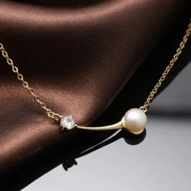 【米蘭精品】現貨+預購 925純銀鍍18K金珍珠項鍊(細緻優雅鑲鑽時尚情人節生日聖誕節禮物女飾品73dh15)