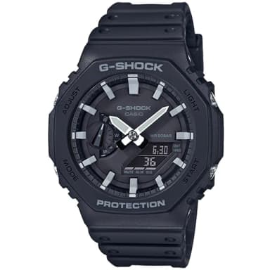 【CASIO 卡西歐】G-SHOCK 八角防護構造雙顯手錶 情人節 禮物(GA-2100-1A/速)