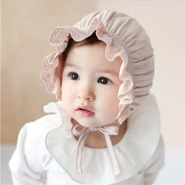 【Baby 童衣】任選 寶寶花邊帽 純棉宮廷帽 新生兒帽子 88764(共２色) - momo購物網 - 好評推薦 -