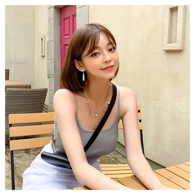 【HaNA 梨花】韓國精鑲系列．復古氣質佳人灰色長珍珠耳環(針式 耳環 耳飾 耳圈 耳釘)