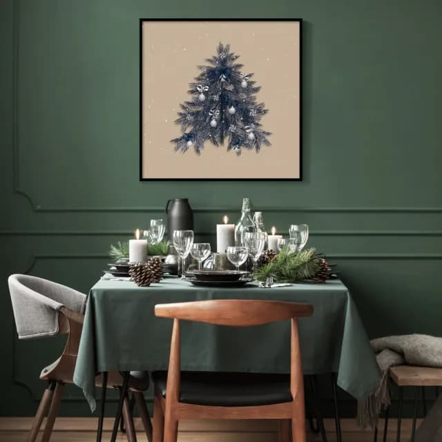 【菠蘿選畫所】聖誕樹I-40x40cm(佈置/聖誕節掛畫/交換禮物/空間佈置/北歐/臥房/方形/掛畫)