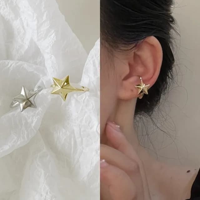 【Oni 歐妮】擁星入夢 不對稱耳骨夾式耳環無耳洞耳扣耳夾耳窩夾(1個入)
