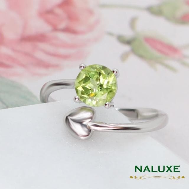 【Naluxe】天然寶石橄欖石ll心機小惡魔戒指(八月誔生石幸運石情人節禮物告白脫單禮盒)
