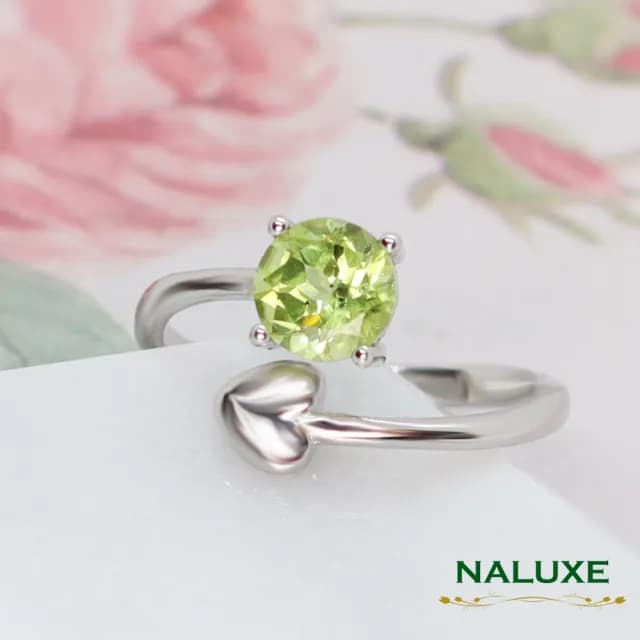 【Naluxe】天然寶石橄欖石ll心機小惡魔戒指(八月誔生石幸運石情人節禮物告白脫單禮盒)