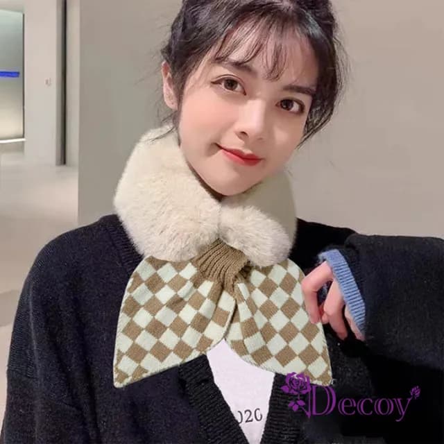 【Decoy】兔毛愛心＊保暖交叉針織脖圍圍巾(2色可選)
