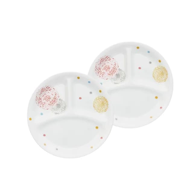 【CorelleBrands 康寧餐具】繽紛美夢8吋分隔餐盤-兩入組(211餐盤/減脂餐盤)