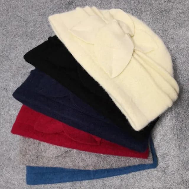 【米蘭精品】現貨+預購 羊毛帽禮帽盆帽(保暖毛呢三折四葉草針織女帽子情人節生日聖誕節交換禮物6色74bm12)
