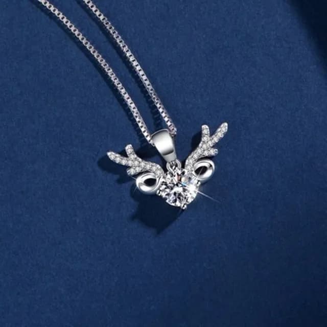 【米蘭精品】現貨+預購 莫桑鑽項鍊925純銀吊墜(1克拉麋鹿鑲鑽鹿角情人節生日聖誕節交換禮物女飾品74an29)
