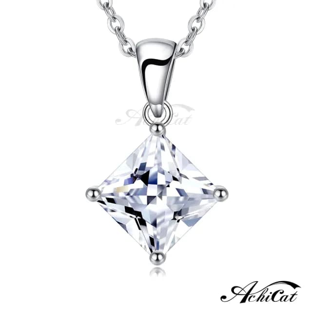【AchiCat】快速倉．925純銀項鍊．單鑽．菱形．1.0cm(情人節禮物)