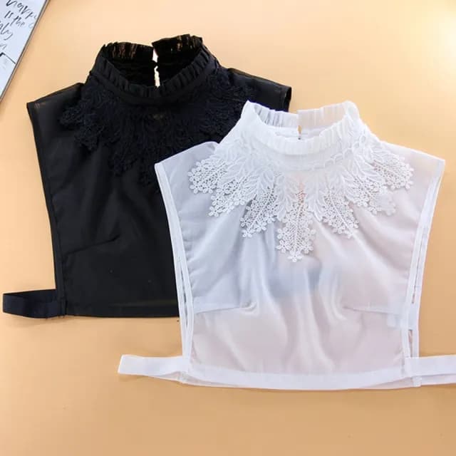 【米蘭精品】現貨+預購 假領子襯衫領片(木耳邊立領繡花蕾絲女裝配件情人節生日聖誕節交換禮物2色74ac6)