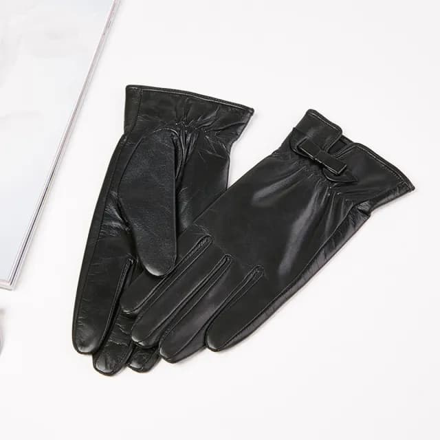 【米蘭精品】現貨+預購 觸控手套真皮手套(蝴蝶結山羊皮薄款防滑女手套情人節生日聖誕節交換禮物73wm67)