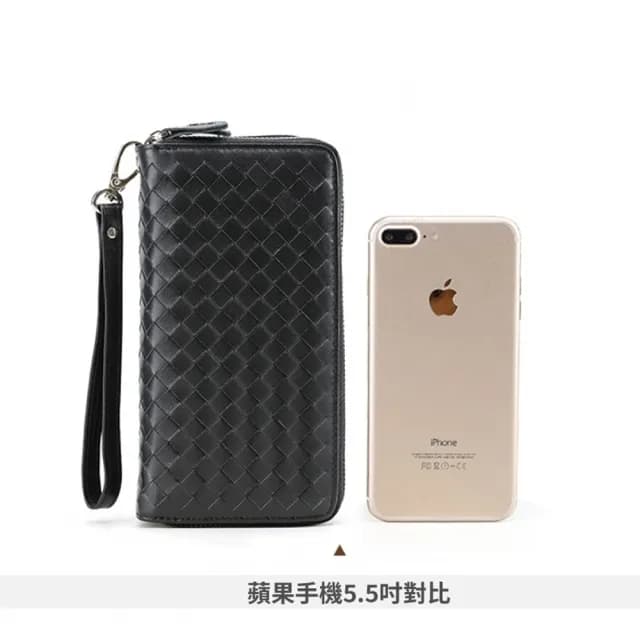 【玩皮工坊】父親節禮物 真皮包包 頭層牛皮手工編織雙拉鍊15卡位男士長夾錢包男夾KN32(單色選)
