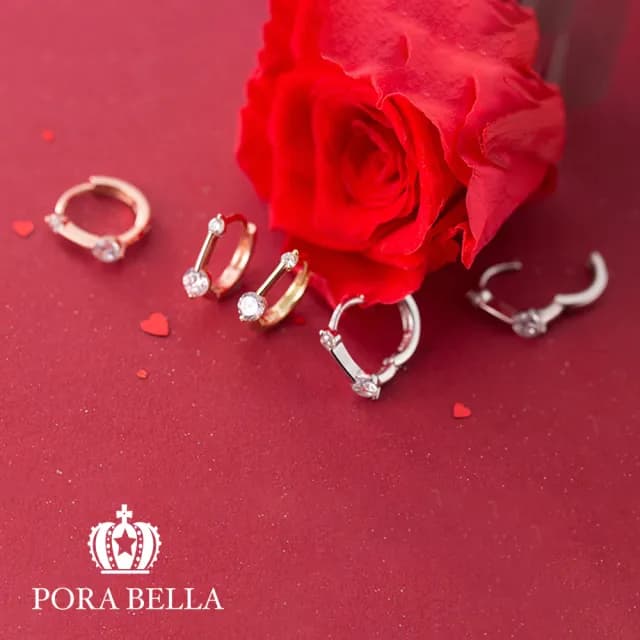 【Porabella】925純銀氣質人工雙鑽耳環 earrings
