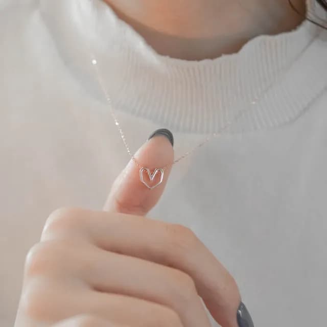 【Porabella】925純銀項鍊 北歐簡潔 幾何愛心 Necklace