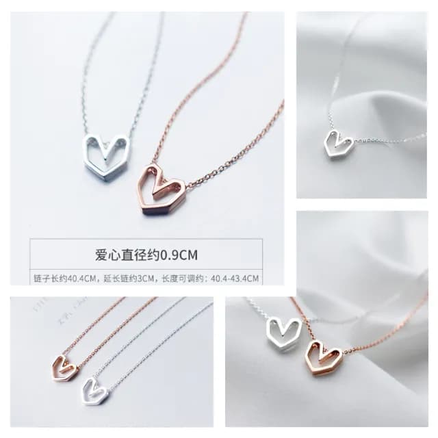 【Porabella】925純銀項鍊 北歐簡潔 幾何愛心 Necklace