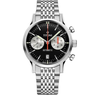 【TITONI 梅花錶】傳承系列 CAFE RACER 熊貓錶 計時機械錶 禮物 送禮 推薦(94020 S-681)