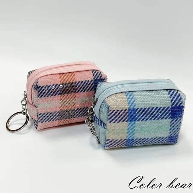 【卡樂熊】雙11 亮片方格立體方型造型零錢包/收納包/萬用包(零錢包)