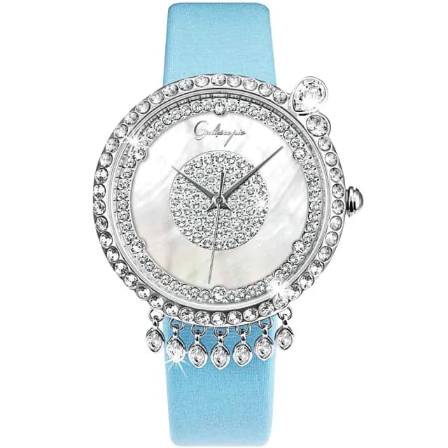 【Galtiscopio 迦堤】夢傾城系列 白銀藍 流蘇水晶錶-39mm 禮物 送禮 推薦(BFSBMMS001JBULS)