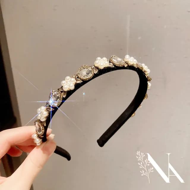 【NANA】情人節禮物 娜娜 巴洛克高級感復古鑲鑽髮箍 HBA8(復古鑲鑽髮箍)