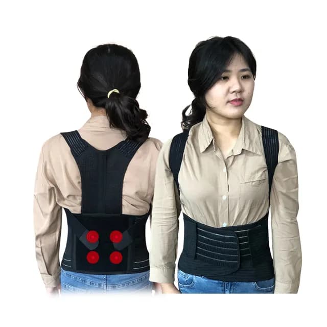 【Qi Mei 齊美】健康鍺能量竹炭挺立後拉式護腰背帶1入組-台灣製(磁力貼 運動 護具 父親節禮物)