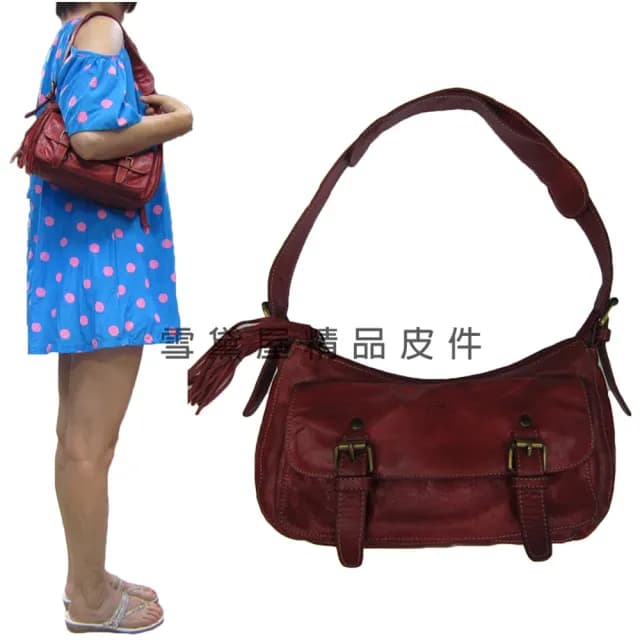 【SNOW.bagshop】情人節禮物 真皮 水餃包進口專櫃軟質皮革小容量(真皮包包 100%進口牛皮革材質復古肩背斜側