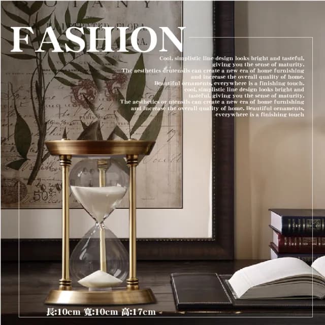 【居家擺飾】金屬復古三角柱玻璃沙漏(北歐風 古典 計時器 藝術品 流沙 擺件 生日禮物 情人禮物)