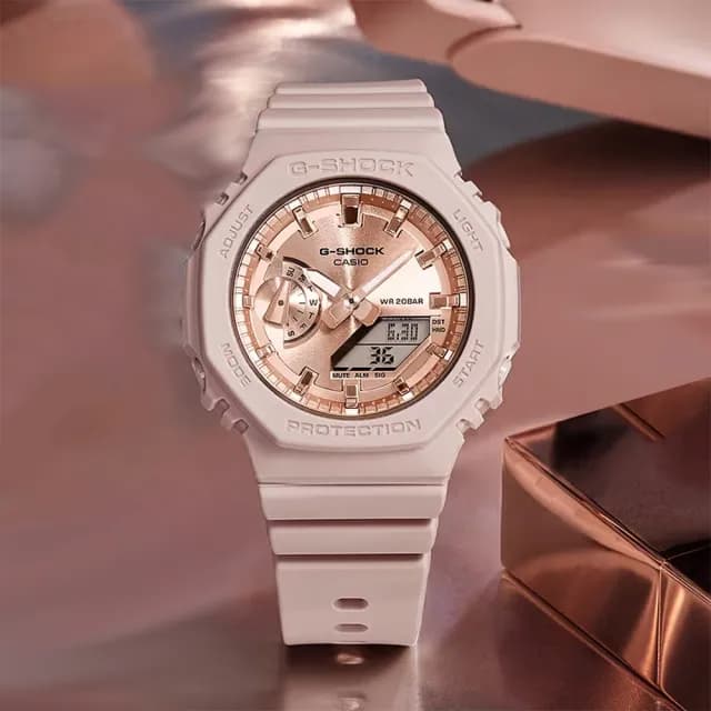 【CASIO 卡西歐】G-SHOCK ITZY有娜配戴款 淺粉色 粉紅金八角手錶 女錶 畢業禮物 送禮(GMA-S2100MD-4A)