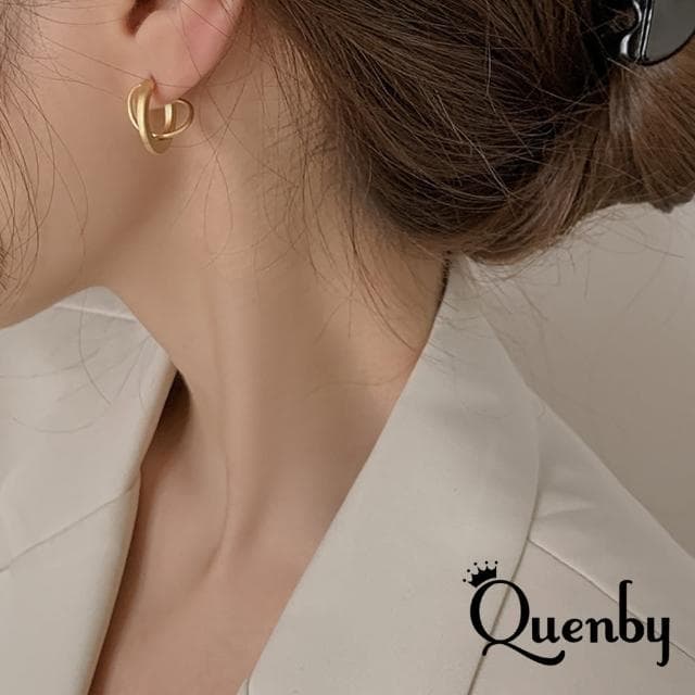 【Quenby】法式復古風簡約幾何耳環(耳針/飾品/配件) - momo購物網 - 好評推薦 -