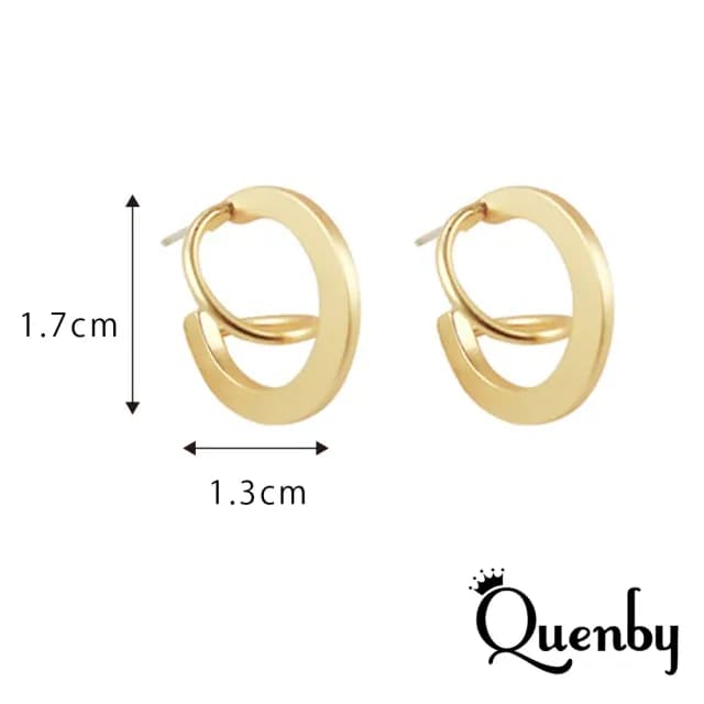 【Quenby】法式復古風簡約幾何耳環(耳針/飾品/配件) - momo購物網 - 好評推薦 -