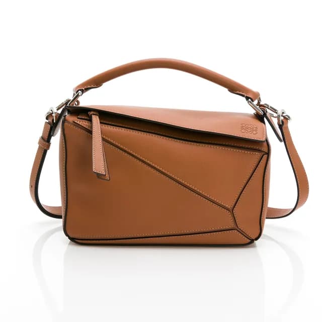 【LOEWE 羅威】Puzzle 經典小牛皮小型手提肩背兩用包(深棕色)