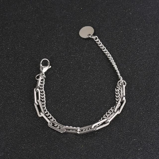 【米蘭精品】現貨+預購 鈦鋼手鍊鈦鋼手鏈(鏈條拼接雙層拋光男女飾品父親節情人節聖誕節交換禮物74fl4)