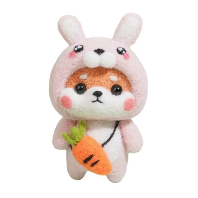 【萌系吊飾】柴犬兔兔公仔羊毛氈DIY材料包禮盒版(舒壓 飾品 美勞 鑰匙圈 鑰匙扣 戳戳樂 手作 交換禮物)
