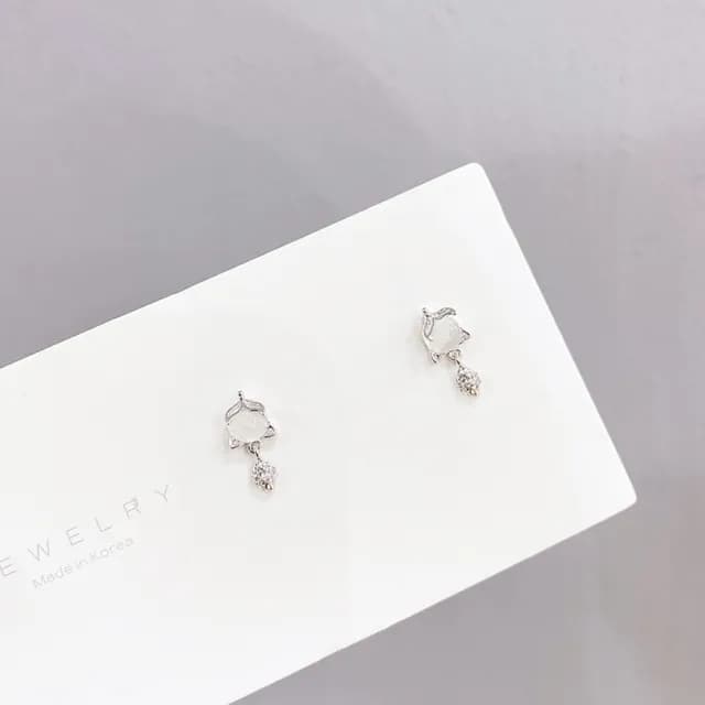 【Umi】一卡3對925純銀針微鑲鋯石貓眼石水滴吊墜LOVE造型耳環(日韓時尚潮流耳飾耳針耳墜耳釘)