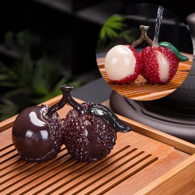 【大吉大荔】創意變色仿真荔枝茶道擺飾(茶寵 擺件 吉祥開運 泡茶茶具 裝飾品 茶席 功夫茶具 玄關 禮物)