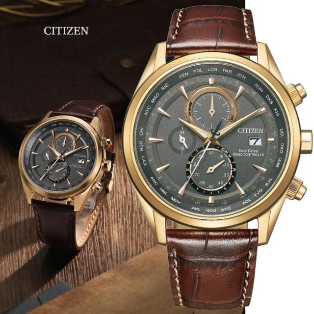 【CITIZEN 星辰】GENTS 光動能 碼錶計時 電波對時 男錶 父親節 送禮 禮物推薦(AT8263-10H)
