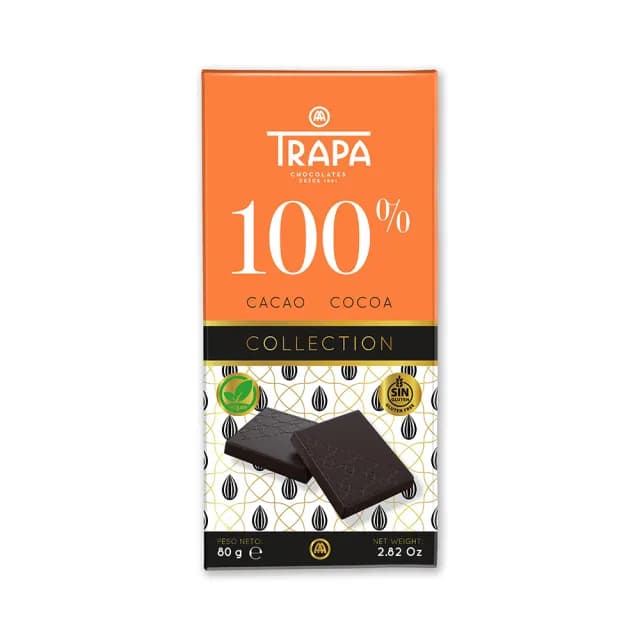即期品【西班牙Trapa】精選100%黑巧克力片80g
