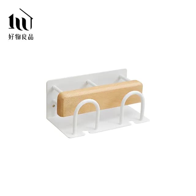 【好物良品】雙人款_浴室防水防鏽原木牙刷漱口杯置物掛架(浴室掛架 保養品收納架 置物層架支架 浴室掛架)