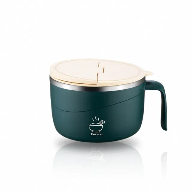 【CW LIFEGROUP 可營生活選物】韓式 304不鏽鋼泡麵碗帶蓋包含餐具1200ml(泡麵碗/露營碗/旅遊碗/附瀝水孔)