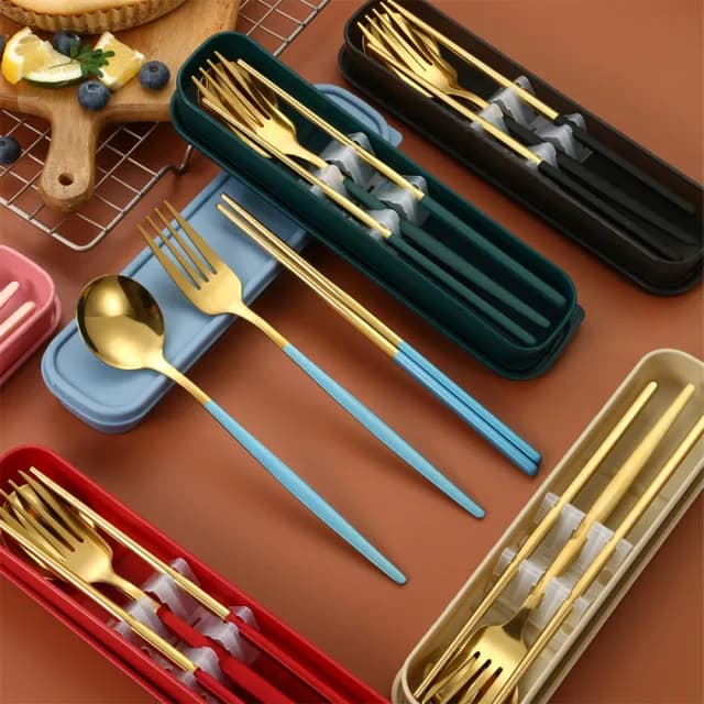 【CW 可營生活選物】葡萄牙風格餐具三件式組(環保餐具組/戶外餐具組/露營野營餐具)