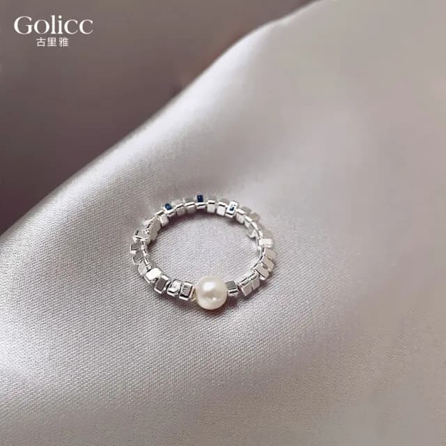 【Gulicc】戒指 不規則 碎銀子 珍珠(雙11 聖誕節 生日 造型戒 食指戒 尾戒 禮物)