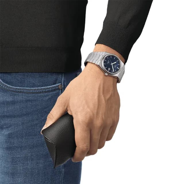 【TISSOT 天梭】PRX 系列 70年代復刻機械錶-藍/40mm 禮物 送禮 推薦(T1374071104100)
