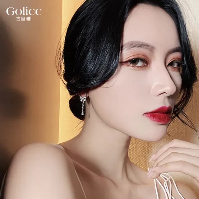 【Golicc】蝴蝶結流蘇耳環(七夕 情人節 生日 飾品 耳釘 耳飾 耳墜 禮物)