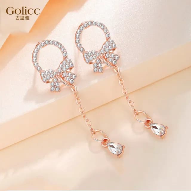 【Golicc】蝴蝶結流蘇耳環(七夕 情人節 生日 飾品 耳釘 耳飾 耳墜 禮物)