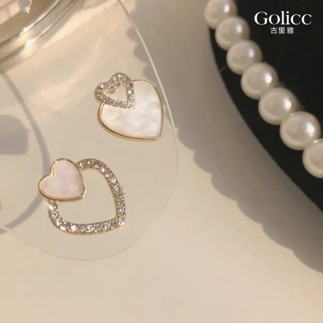 【Golicc】耳環 白色 仙桃(七夕 情人節 生日 飾品 耳釘 耳飾 耳墜 禮物)