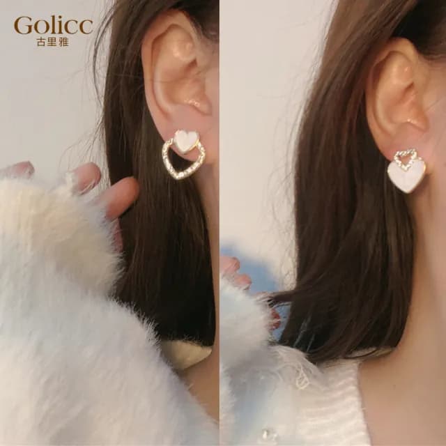 【Golicc】耳環 白色 仙桃(七夕 情人節 生日 飾品 耳釘 耳飾 耳墜 禮物)