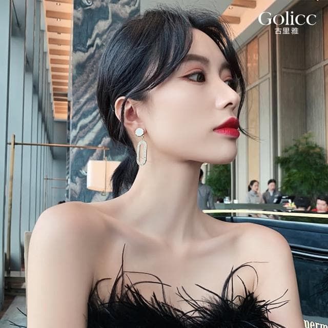 【Golicc】耳環 韓版 鑲鑽(母親節 生日 情人節 飾品 耳釘 耳飾 耳墜 禮物)