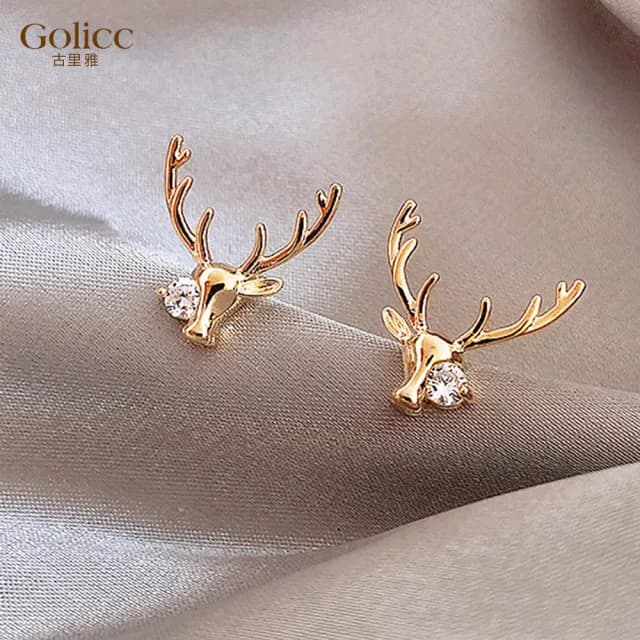 【Golicc】耳環 麋鹿(99購物限定 生日 飾品 耳釘 耳飾 耳墜 禮物)