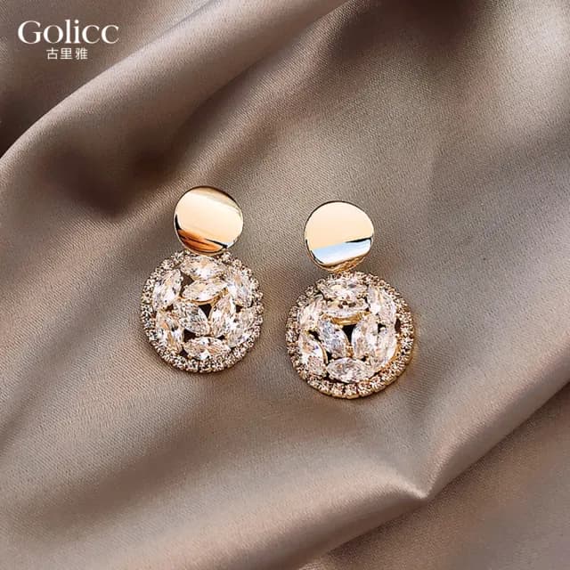 【Golicc】璀璨 圓形 耳環(99購物限定 生日 飾品 耳釘 耳飾 耳墜 禮物)
