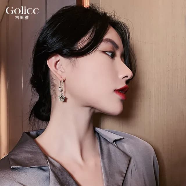 【Golicc】耳環 五角星(七夕 情人節 生日 飾品 耳釘 耳飾 耳墜 禮物)