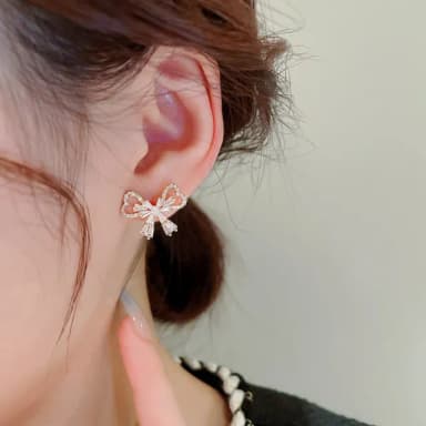 【Golicc】耳環 蝴蝶結(七夕 情人節 生日 飾品 耳釘 耳飾 耳墜 禮物)
